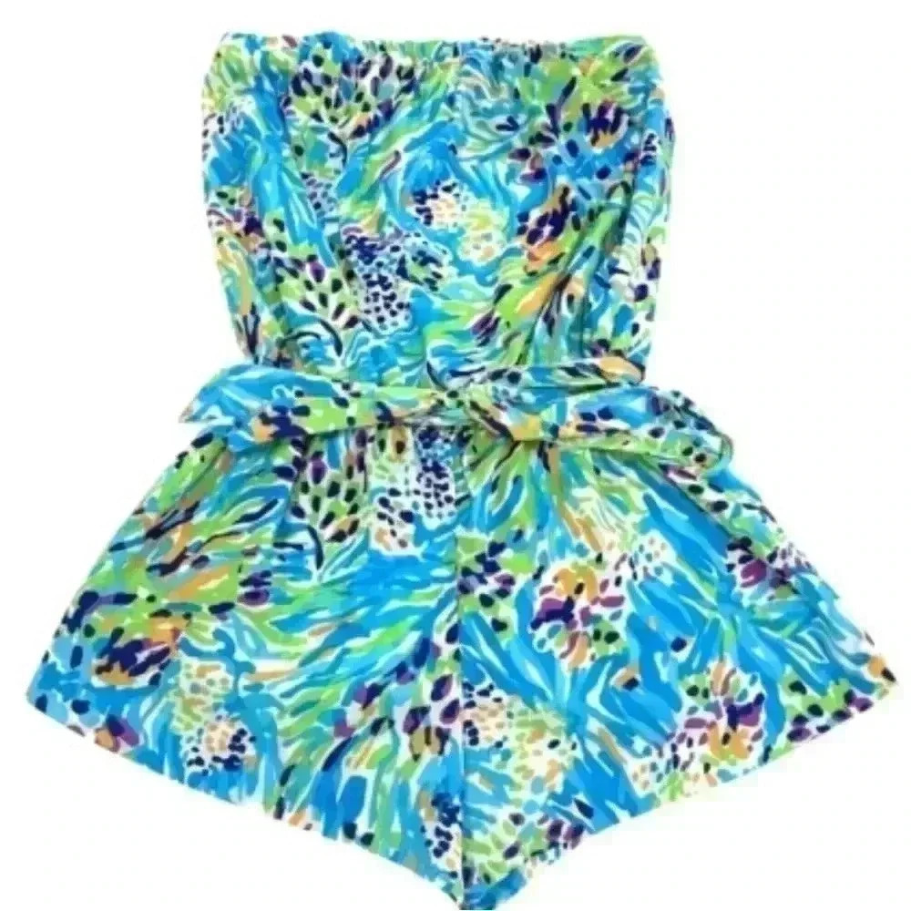 Lilly pulitzer sea soiree strapless romper short medium